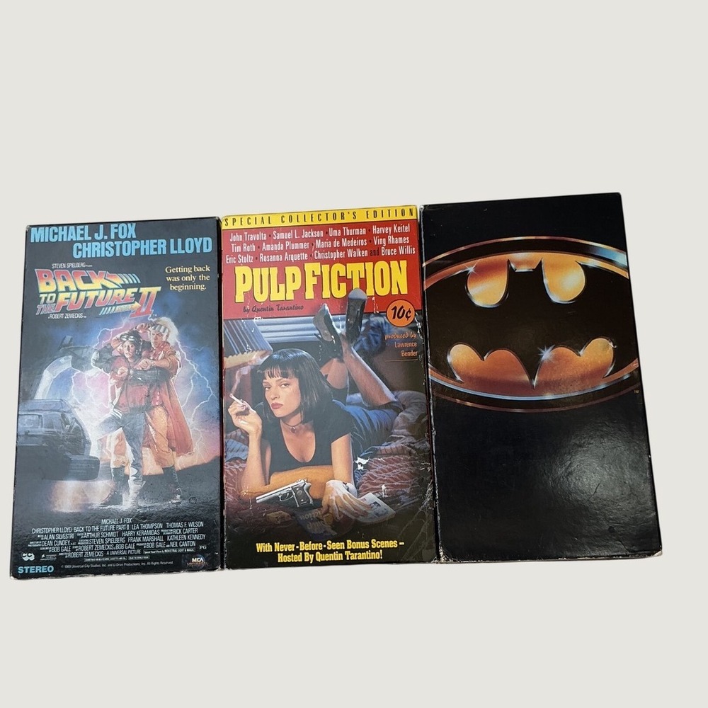 Vintage VHS Movie Lot Back to the Future II Pulp Fiction Batman 1989 Retro Tapes